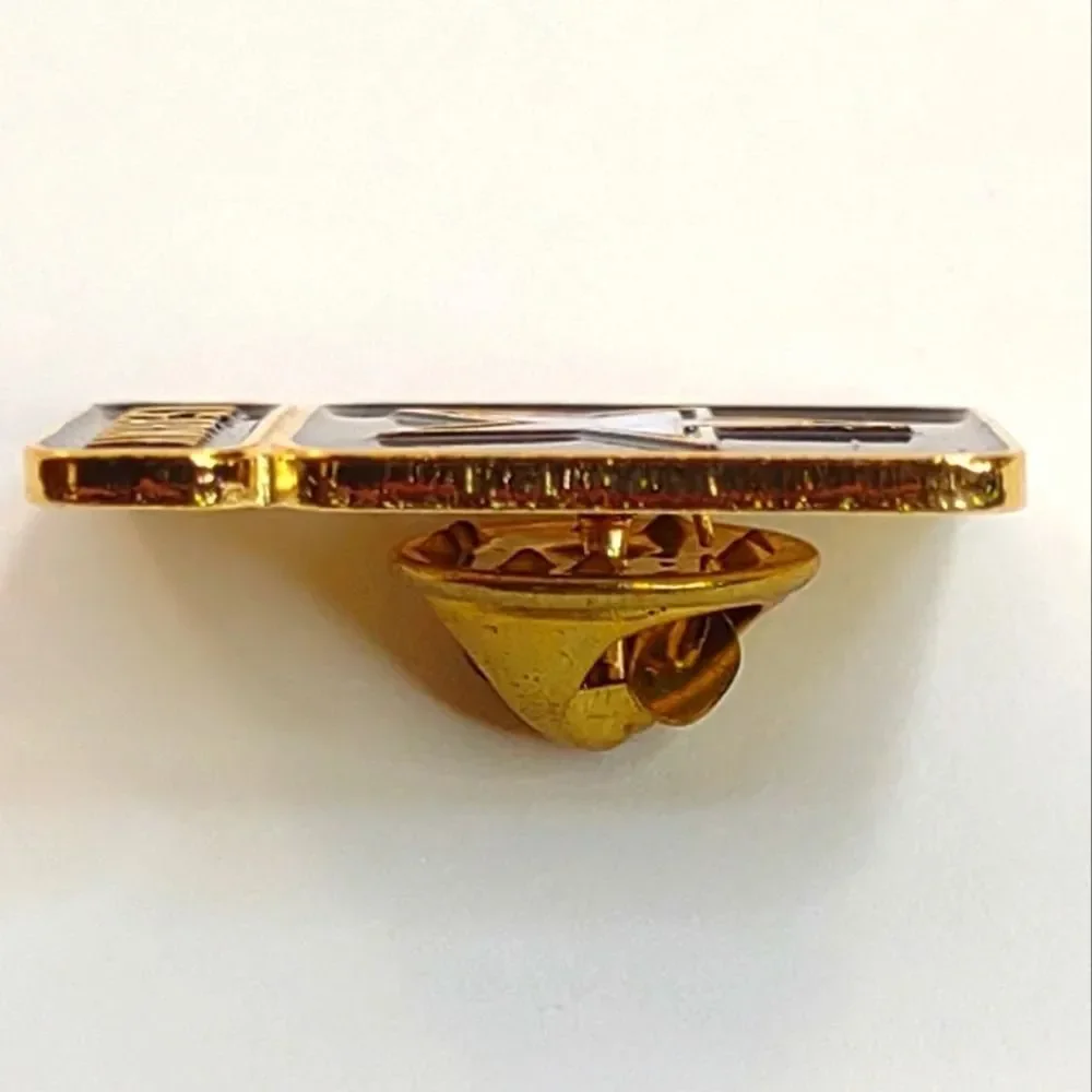 Army Hat Pin Enamel Painted and Metal Black and Gold